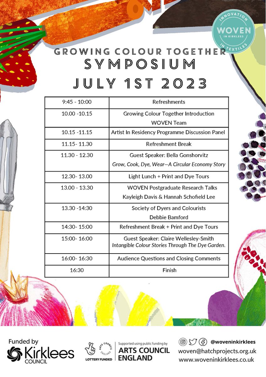 We're excited for the #GrowingColourTogether symposium this Sat 1 July <a href="/HuddersfieldUni/">University of Huddersfield</a>! 

<a href="/DrRowanBailey/">Dr Rowan Bailey</a>, Director of Enterprise &amp; Knowledge Exchange <a href="/AHHuddersfield/">A&H Uni Huddersfield</a> is co-hosting (with <a href="/ElnazYazdani/">Elnaz Yazdani</a>) the <a href="/ace_national/">Arts Council England</a> discussion panel ft our #GrowingColourTogether Artists. 
👇