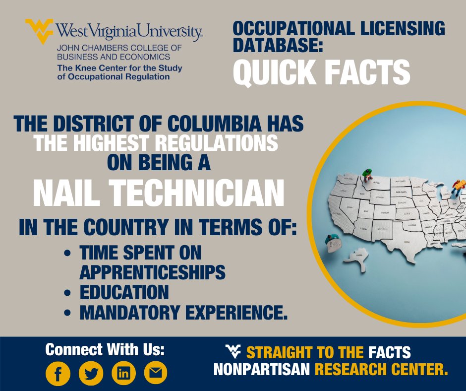 KneeCenter_WVU's tweet image. Our latest #QuickFact from the Knee Center's 'Database Snapshot' released for 2023, we turn our attention to nail technician.
 
To review the snapshot release, and to learn more about our licensing database, click the link below! ⬇️⬇️ 
lnkd.in/g9R3pRfD
 
#licensing