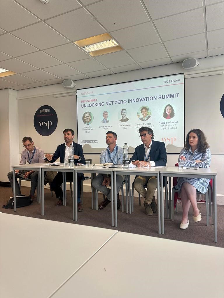 We sponsored a fascinating #NPEESS23 mini summit today on unlocking #NetZero innovation 🌍

@WSP_UK's <a href="/DavidSymons/">David Symons</a> set out net zero as an ‘economic growth story’ and spoke to the urgent need to upskill our workforce, w/<a href="/RobParsonsNorth/">Rob Parsons</a>, <a href="/theRSAorg/">The RSA</a>, @piersforster &amp; <a href="/IPPRNorth/">IPPR North</a> 👇