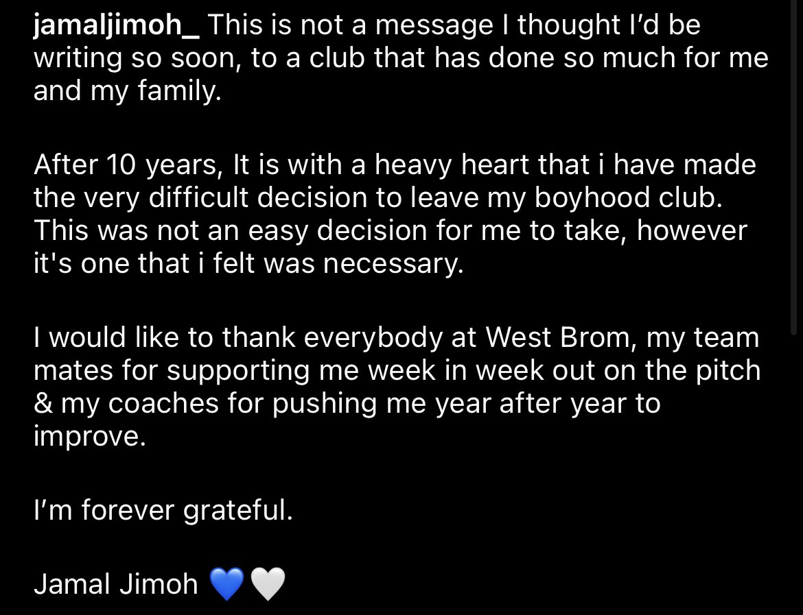 💬 Jamal Jimoh via Instagram 

#WBA