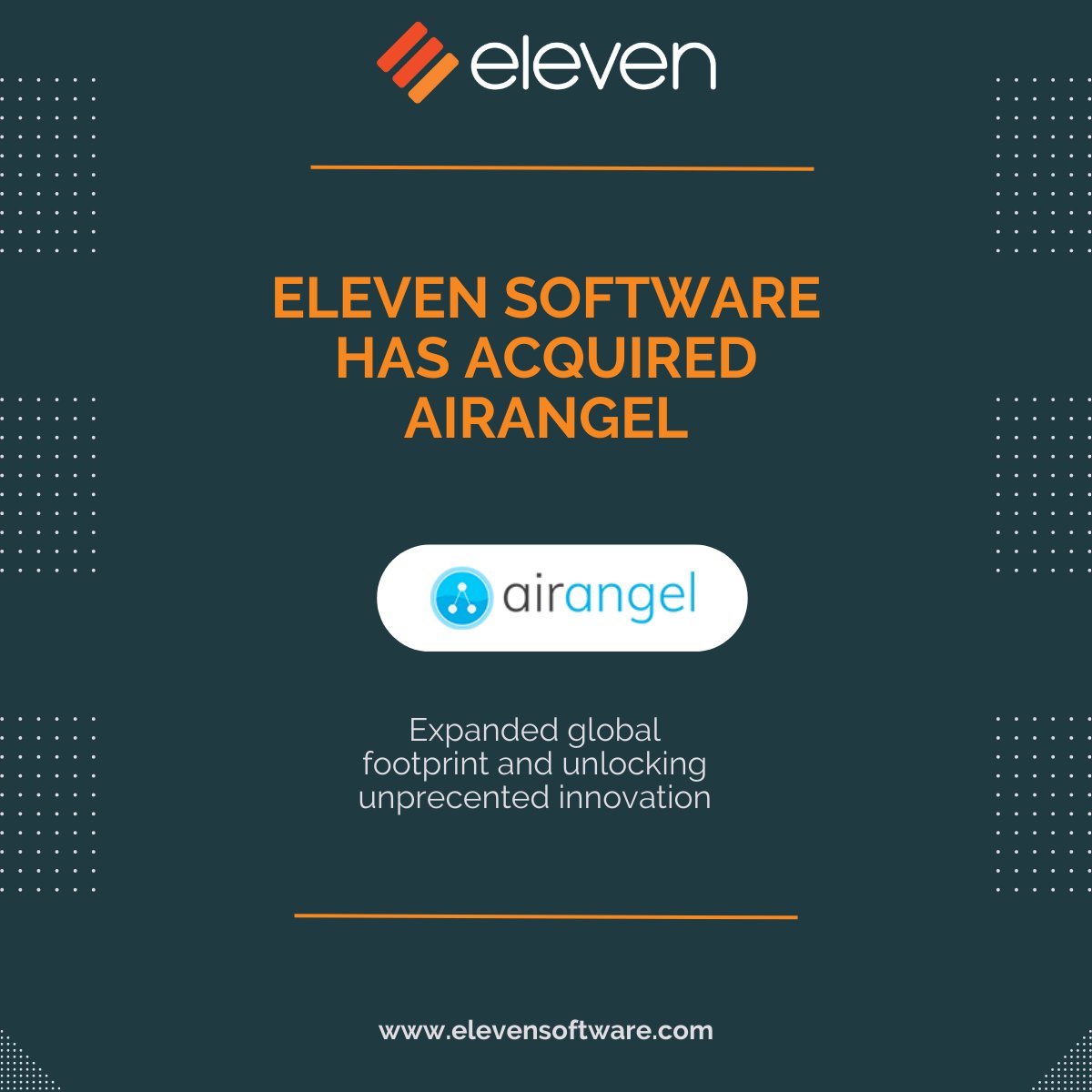 Airangel is delighted to announce that we have been acquired by <a href="/elevensoftware/">Eleven</a>, a US-based global SaaS company, on a mission to simplify managed Wi-Fi, effective June 16th, 2023.

The full press release can be found here: prweb.com/releases/2023/…
