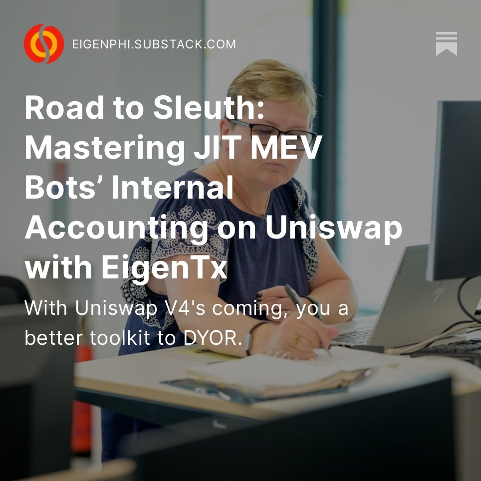 EigenPhi's tweet image. 🔁💸 The JIT bot adds WBTC and USDC, mints virtual liquidity, and gets a position NFT. In the removing liquidity tx, it burns the NFT, claims liquidity shares, and fee revenue. 📈🔐 #JITTrading #DeFihttps://eigenphi.substack.com/p/road-to-sleuth-mastering-jit-mev-bot