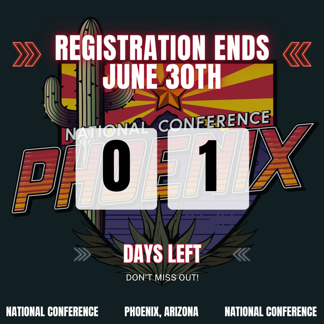 Don't forget to register for National Conference!!! Only 1 day left to register!!! See you there!!!