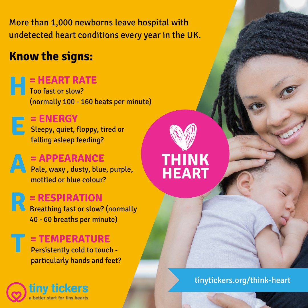 EmisTGAjourney's tweet photo. 1 in every 125 babies is born in the UK with a serious heart condition. That's around 6000 babies per year. Around 1000 will be discharged from hospital with no-one knowing they are seriously ill. Know the signs of CHD, #ThinkHEART: http:https://t.co/ZFRLVGI03R https://t.co/590a7AoKCW