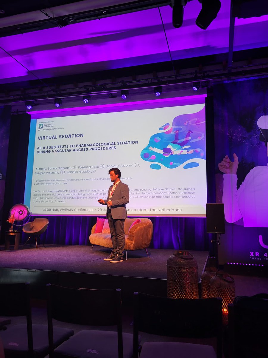 RealityNomad's tweet photo. Once again at @VR4RehabProject, together with Dr. Gianuario Sanna we had the opportunity to share our work with @SoftcareStudios and the new insights emerging from our clinical studies focused on #virtualsedation. 

Thanks to all the audience for the questions!

#XR4Rehab23 https://t.co/J7XD8TMSis
