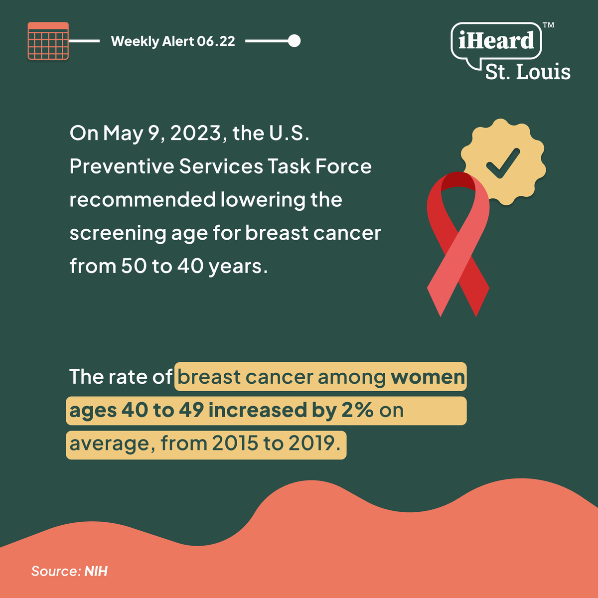 iheard_stl's tweet photo. Dr. Debbie Bennett, the Chief of the Section of Breast Imaging at WashU, says, “We know that if you find breast cancer as early as possible, that gives women the best chance of having it treated and cured.”

#iHeardSTL #MammogramsGuidelines #BreastCancerPrevention&amp;Detection https://t.co/OJ9ElLOe8U