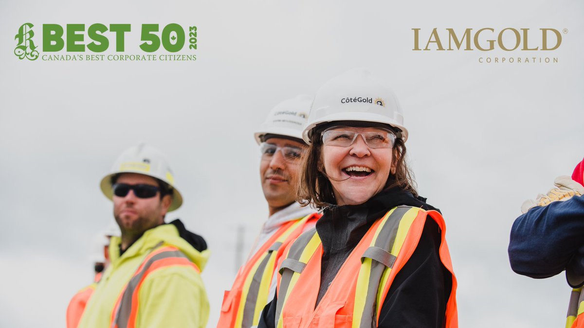 IAMGOLD_Corp's tweet photo. Once again this year, IAMGOLD has earned a place among Canada’s 2023 Best 50 Corporate Citizens. This recognition is a testament to our unwavering commitment to #responsiblemining and strong #governance practices. @corporateknight https://t.co/7zqw9L366t