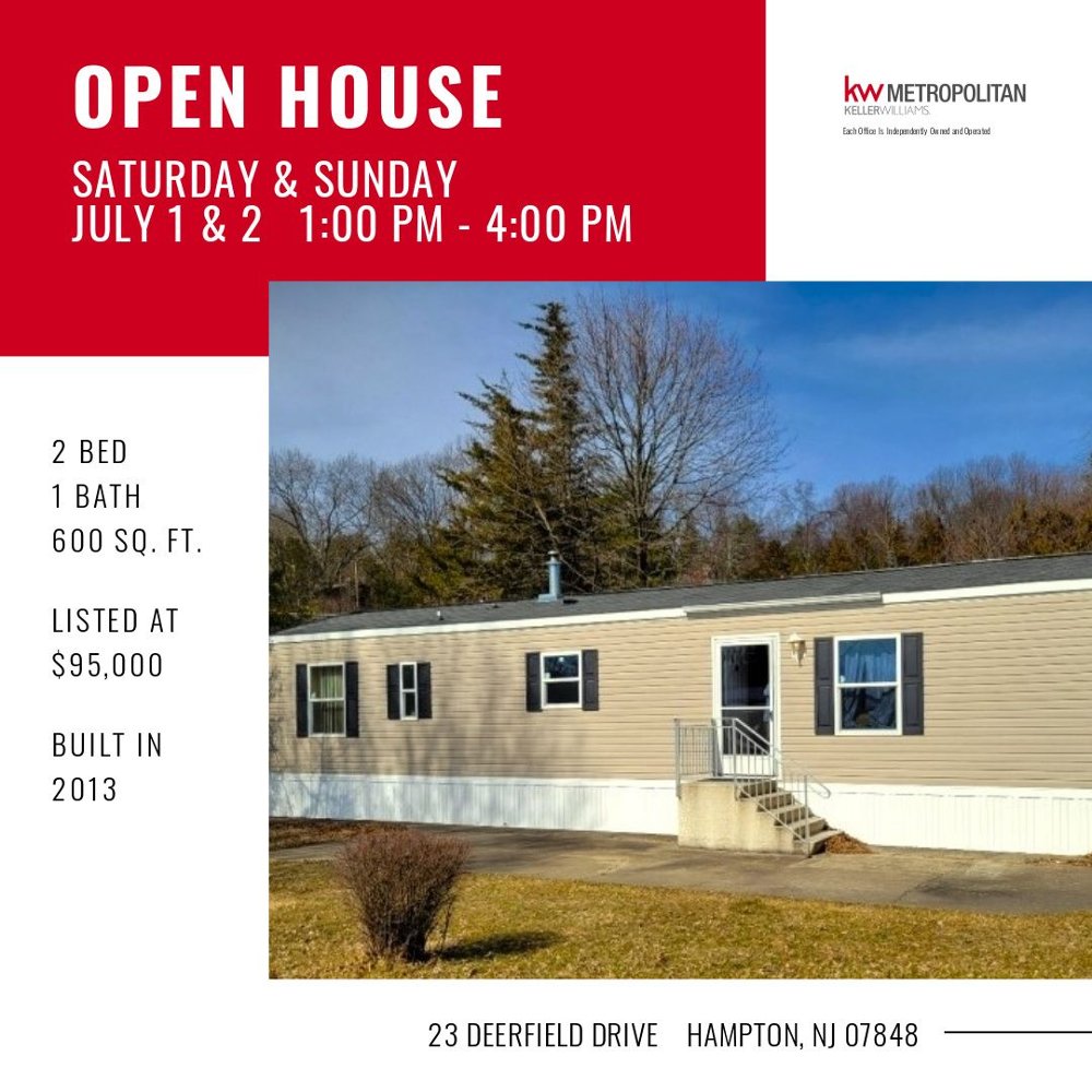 Come check out this beautiful home at 23 Deerfield Drive in Hampton! Join us for an open house on July 1st and 2nd from 1-4 pm. #OpenHouse #HamptonRealEstate #DreamHome #HomeForSale #RealEstate #NewJerseyLiving