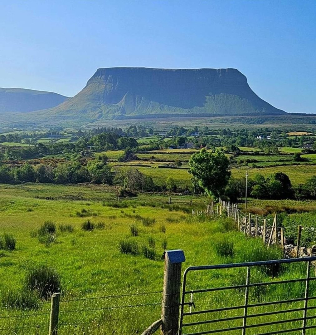 One of Sligos finest views, Benbulben. 

Benbulben is a distinctive rock formation located in County Sligo, in the northwest of Ireland. It is part of the Dartry Mountains range and is one of the most iconic landmarks in the area. Benbulben, also known as "Benbulbin" or "Binn