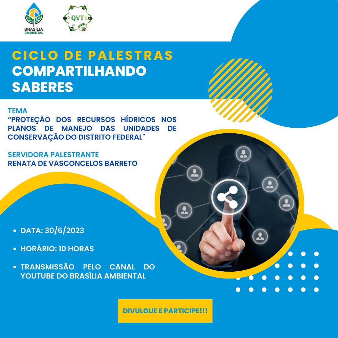 bsb_ambiental's tweet photo. Amanhã, 30/06, às 10h, assista à palestra de Renata de Vasconcelos Barreto, do Brasília Ambiental, sobre "Proteção dos Recursos Hídricos nas Unidades de Conservação do DF". A transmissão ao vivo será no canal https://t.co/oe1UY7OAPJ. https://t.co/slbUTsLJlh