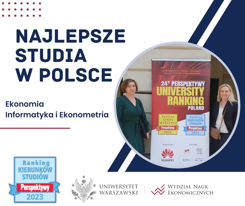 1. miejsce w Polsce kierunków EKONOMIA oraz INFORMATYKA i EKONOMETRIA na <a href="/EconUW/">WNE_UW</a>  w Rankingu Kierunków Studiów Perspektywy 2023 ‼️Sukces <a href="/EconUW/">WNE_UW</a> <a href="/UniWarszawski/">Uniwersytet Warszawski</a> 👏