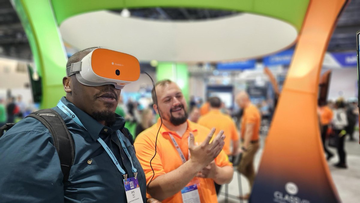 From virtual walks with dinosaurs to seeing how #Philly cheesesteaks are made, we showed it all at #ISTELive23!

Our own Chris Klein sat down at ISTE with <a href="/EdTechBites/">Gabriel Carrillo</a> podcast to share how #ClassVR and #Eduverse support teachers: 

edtechbites.com/2023/06/28/ep-…

#VR #VRARinEDU