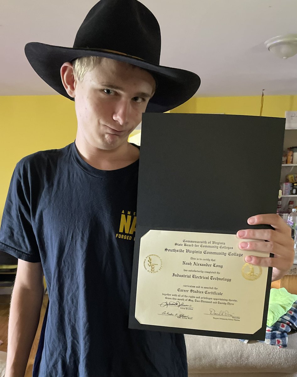 CHS student Noah Long recently received his Industrial Electrical Technology certification! #WeAreCuCPS