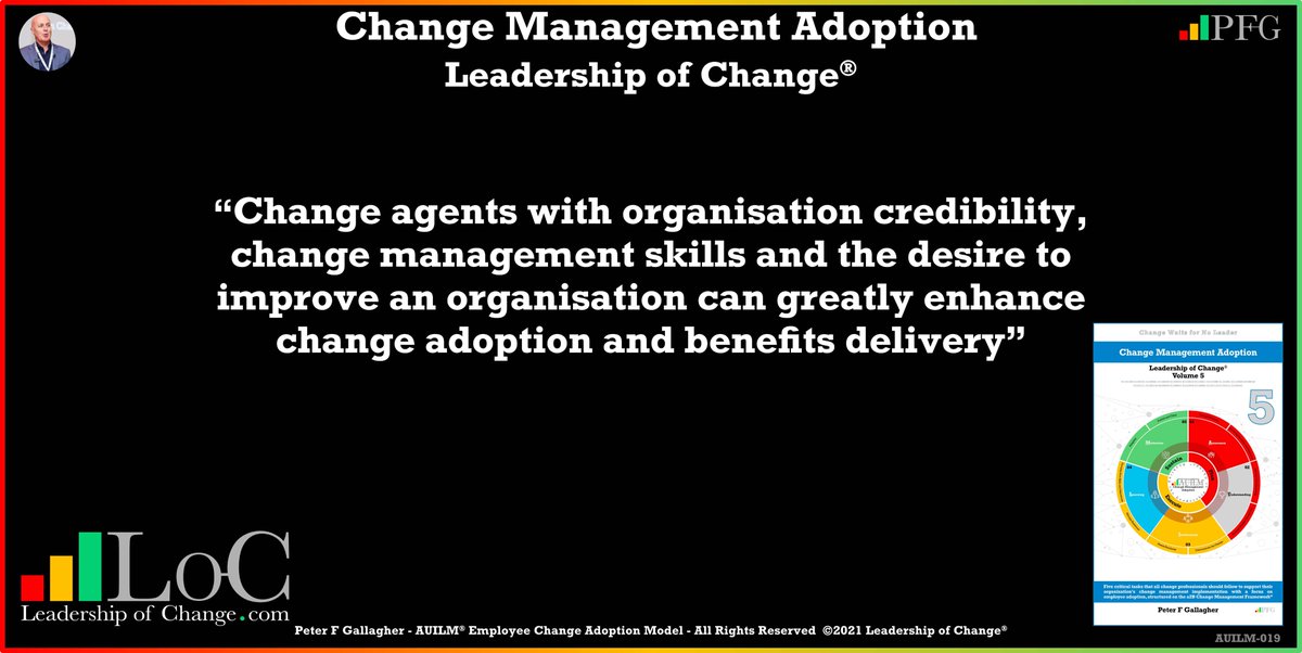 #LeadershipOfChange
Change agents with organisation credibility, change management skills and the desire to improve an organisation can greatly enhance change adoption and benefits delivery
#ChangeManagement
bit.ly/3tzjvCs