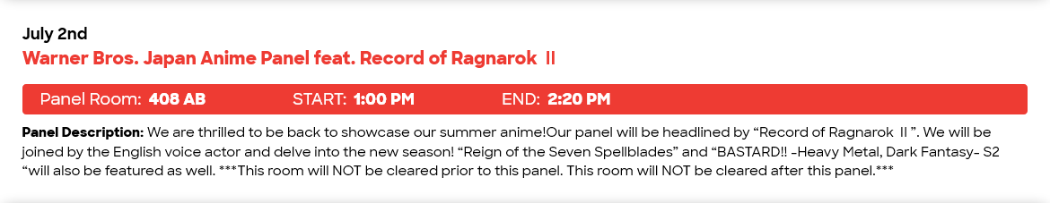 Warner Bros. Japan Anime Panel feat. Record of Ragnarok Ⅱ - Anime