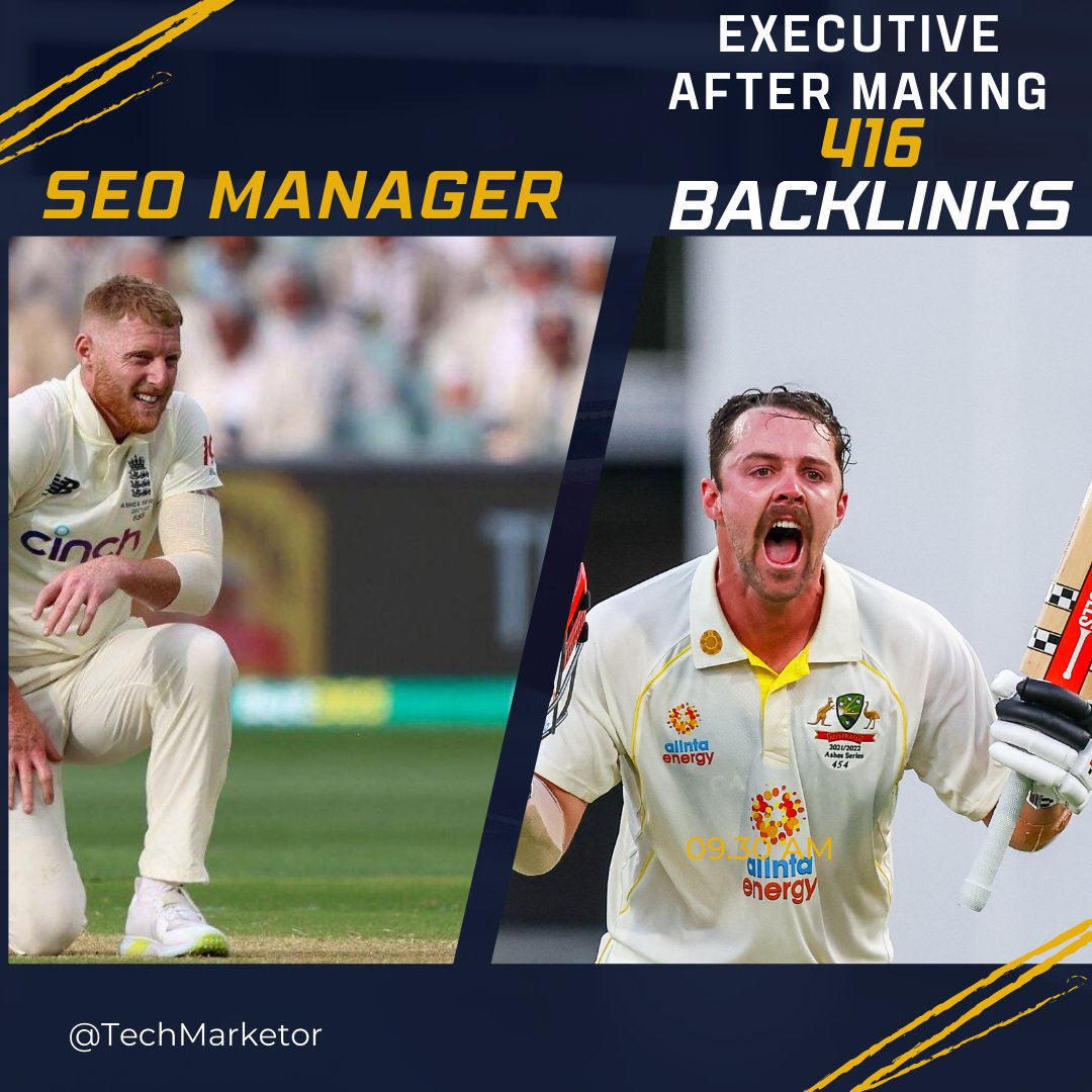 TechMarketor's tweet image. Every Fresher #SEO Executive after making #backlings , and their SEO #manager Look like Today's Mach #ENGvsAUS #AUSvsENG
