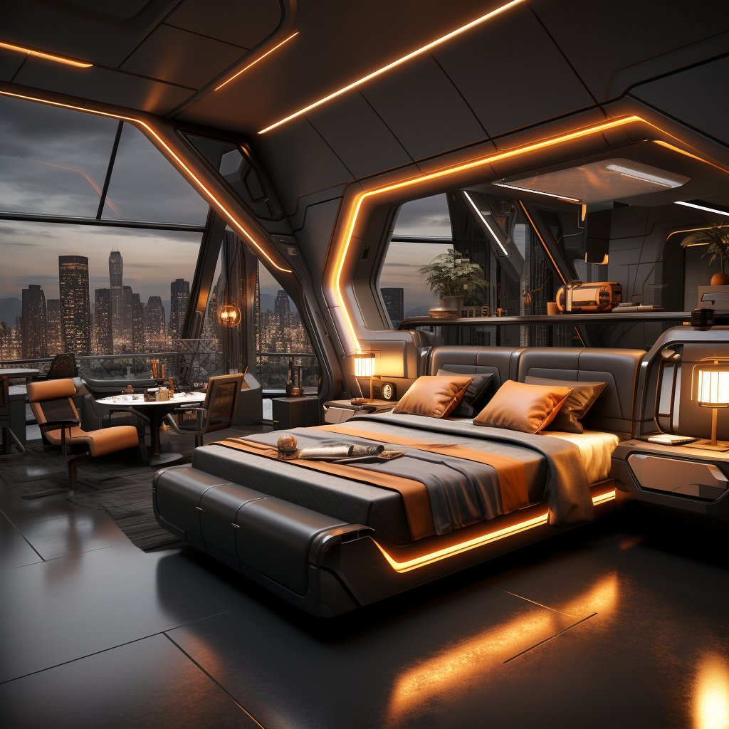 Future Bedroom Concepts 🛎🔥🔥🔥

Created by : El Mehraga 
#future #bedroom #decor #homedecor #conceptart #ai #digitalai #midjourney #midjourneyart #midjourneyai #dark #modern #interiordesign 

#الصومعة