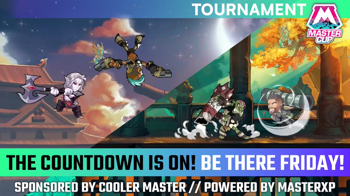 The waiting time is almost over. The Finals of the Master Cup @brawlhalla  are coming up!

Friday, 30 June at:

7 PM CEST
5 PM PDT

twitch.tv/mastercupxp

Sponsored by @coolermaster 🔥

#Brawlhalla #twitch #tournament #twitchstream
