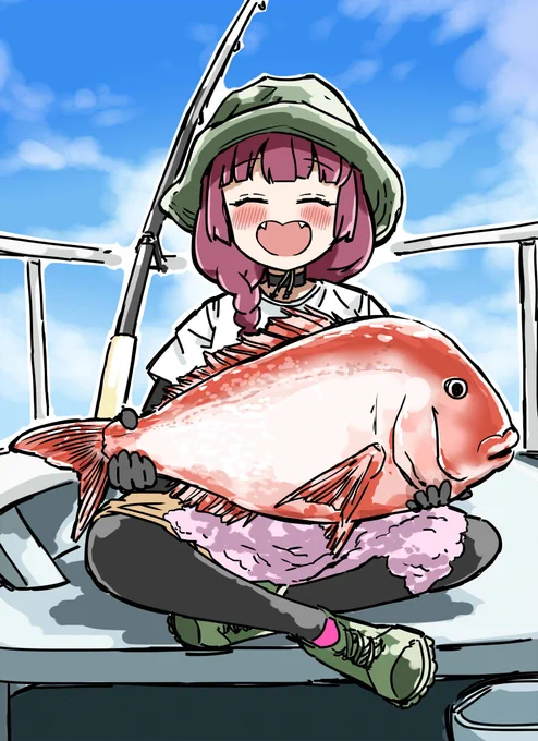 海釣りをするきくりさん