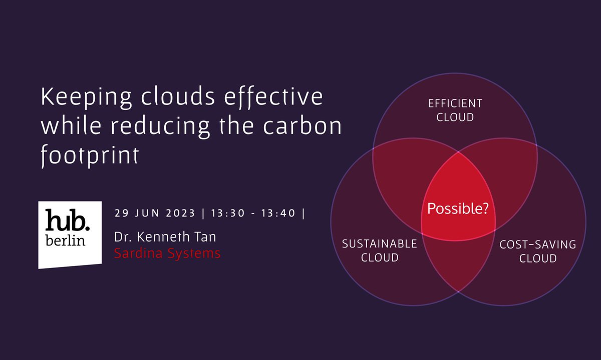 📢Stay ahead of the #sustainability game with cutting-edge cloud solutions!

Lowering #carbonfootprint without compromising efficiency – join Kenneth Tan (@cjktan) at #hubberlin23 for his presentation at 13:30 on the Global Stage @hubconf

#digitaltransformation #cloudtech