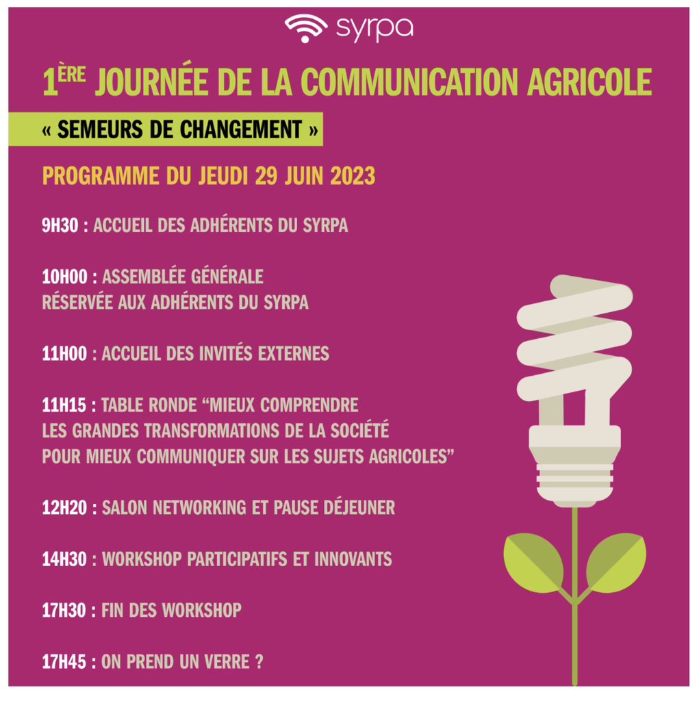 Journée #communicationagricole du <a href="/SYRPAcom/">SYRPA</a> 
Table ronde «  Mieux comprendre les grandes transformations de la société pour communiquer sur les sujets agricoles » animée par <a href="/Thierry_Agri/">Thierry Agriculteur d'Aujourd'hui</a>  avec des agris et communicants de <a href="/Agridemain/">#agridemain</a> <a href="/FNSEA/">La FNSEA</a> 

#communiquer #agriculture