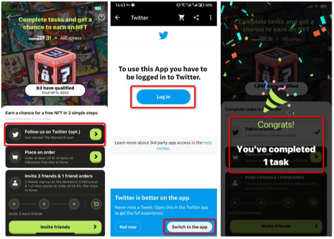 How to complete the tasks? 
❗️Task 1: Follow and retweet The Moment3! on Twitter.