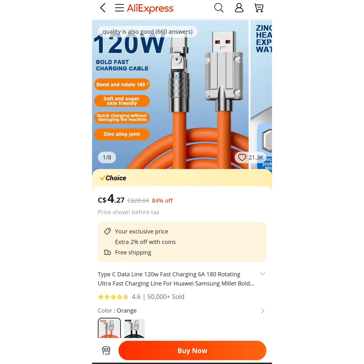 maggie5381's tweet image. affiliate.alcaamp.com/scripts/5onc72…
Upgrade to our 120W Type C Charging Cable for lightning-fast charging speeds. Its durable, tangle-free design ensures long-lasting use. Don't settle for slow charging - upgrade your charging game now! #TypeCChargingCable #FastCharging #Durable #TangleFree