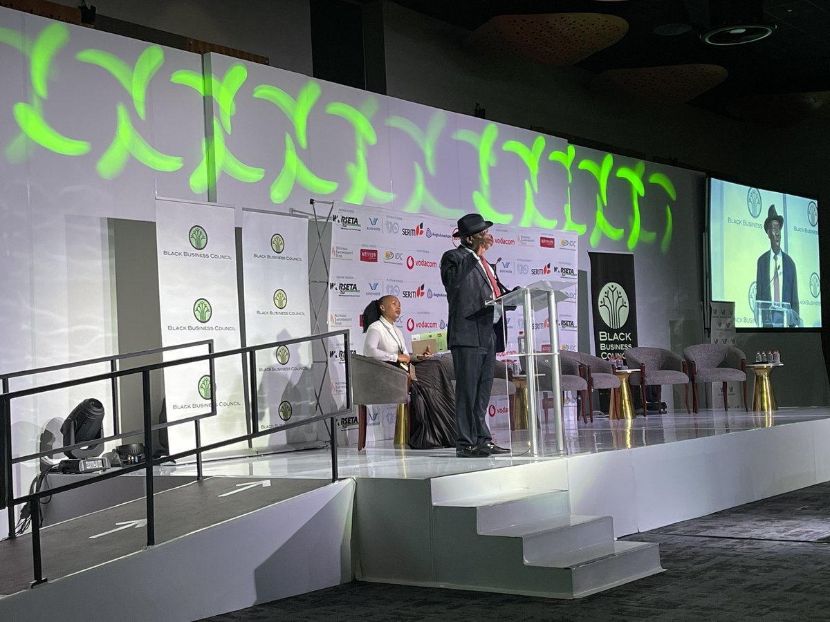 LirandzuThemba's tweet photo. [HAPPENING NOW] Police Minister General Bheki Cele is addressing the @BlackBCouncil Annual Black Summit hosted in Jhb. He says units within the @SAPoliceService are being strengthened to ensure that govt decisively deals with crime for business &amp; professionals to thrive. https://t.co/J40ZIW30jy