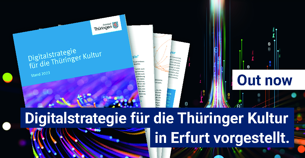 ThulbJena's tweet photo. Heute wurde in Erfurt die #Digitalstrategie für die Thüringer Kultur vorgestellt. Die ThULB unterstützt als #Landesdigitalisierungszentrum die digitale Transformation in Thüringer Kultureinrichtungen. Reinschauen lohnt sich: https://t.co/VjL7R5GHed @thueringende @UniJena https://t.co/9GR1dw5k24