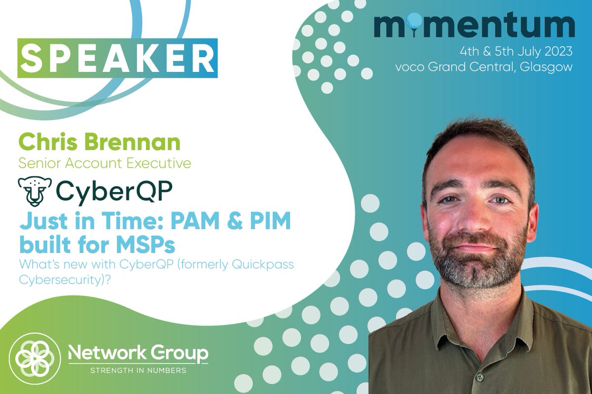 Speaker announcement 📢 Chris Brennan, Senior Account Executive at CyberQP, will be discussing all things PAM and PIM and what's new at CyberQP #NGMomentum