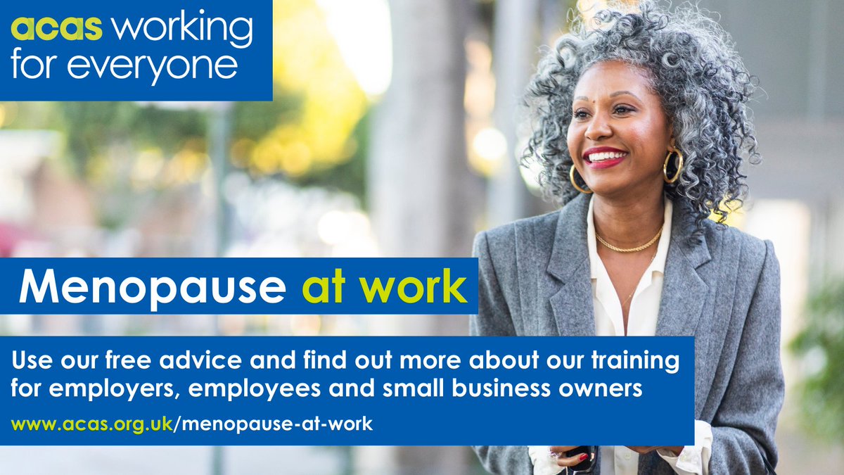 The #menopause can be long term and affects everyone differently, so managing absence from work should be handled sensitively.

We have advice to help employees and #BusinessOwners here: acas.org.uk/menopause-at-w…