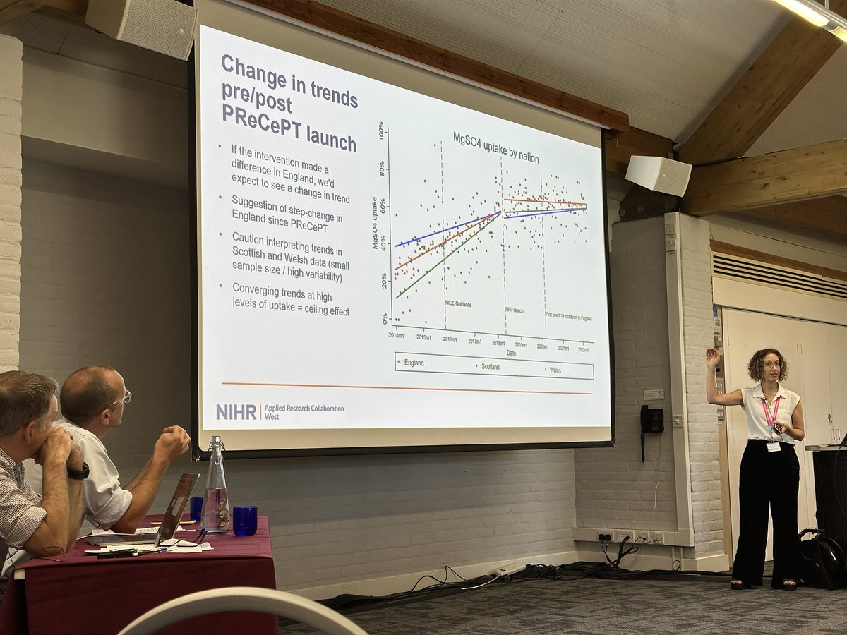 Finishing @NeonatalSociety 1st session of abstracts is Hannah Edwards @BristolUni 
@PReCePT_study #PReCePT improves use of a/n #MgSO4 to prevent #cerebralpalsy, & became more effective & cost-effective over time. Use may have declined during #covid19 pandemic #neoEBM #neoTwitter