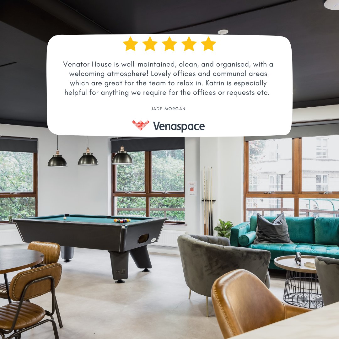 We love to hear from our members & visitors about their experience at Venaspace #Offices!

Our members are our number 1 priority, and we strive to  facilitate modern #servicedoffices w/ thriving #business communities. 

Thank you for taking the time to leave us great feedback!🌟