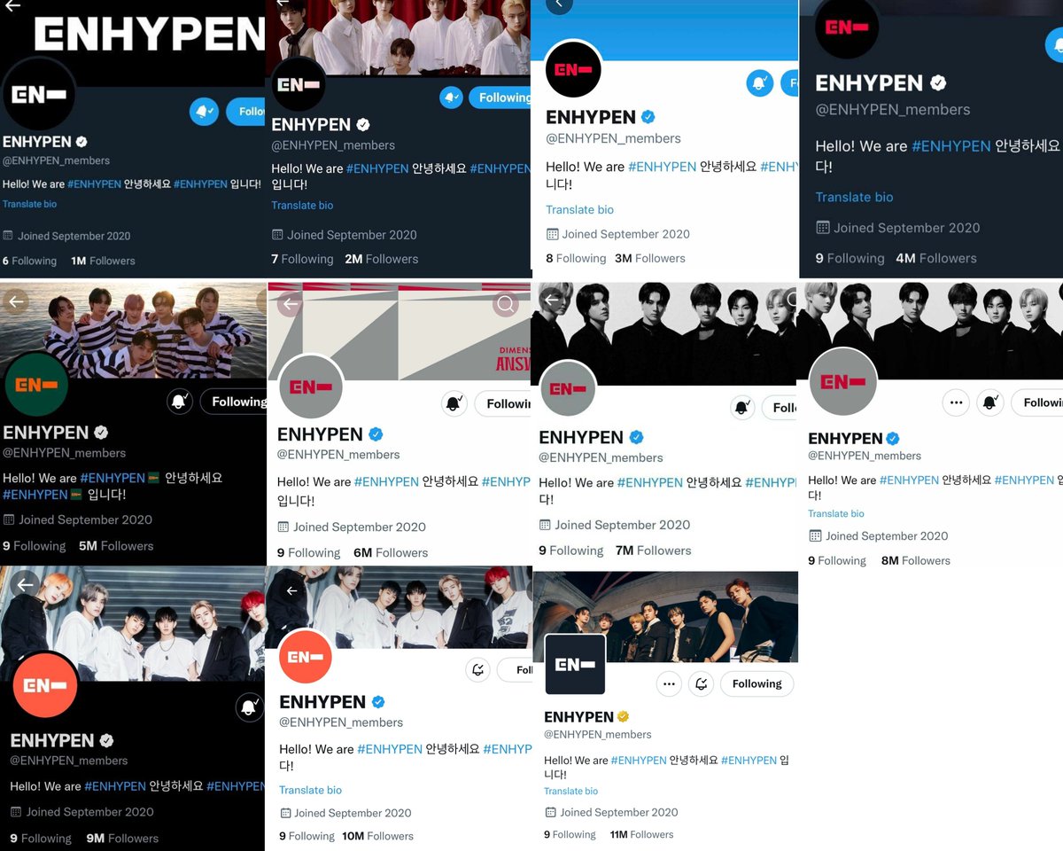 ENHYPEN's twitter followers growth. Happy 11M! @ENHYPEN_members