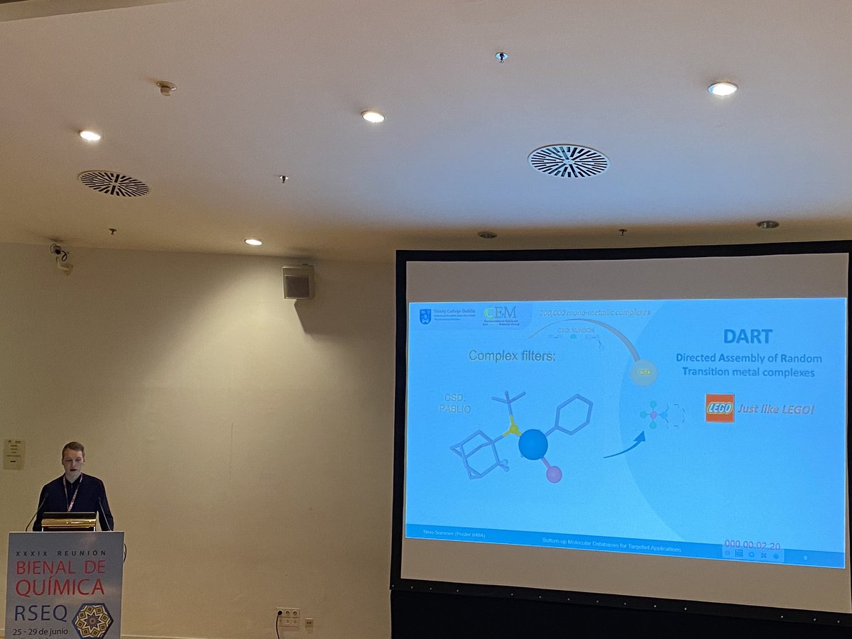 García-Melchor Lab (@ccem_group) on Twitter photo Now we have our very own <a href="/TimoSommer_/">Timo Sommer</a> on stage at the @BQZ2023 talking about accelerated design of molecular catalysts and complexes through the exploration&creation of existing&smart databses!!👏👏👏<a href="/TCD_Chemistry/">TCD School of Chemistry</a> <a href="/ambercentre/">AMBER</a> <a href="/TCD_Energy/">TCD_EnergyScience</a> #DART #ML #compchem Now we have our very own <a href="/TimoSommer_/">Timo Sommer</a> on stage at the @BQZ2023 talking about accelerated design of molecular catalysts and complexes through the exploration&creation of existing&smart databses!!👏👏👏<a href="/TCD_Chemistry/">TCD School of Chemistry</a> <a href="/ambercentre/">AMBER</a> <a href="/TCD_Energy/">TCD_EnergyScience</a> #DART #ML #compchem