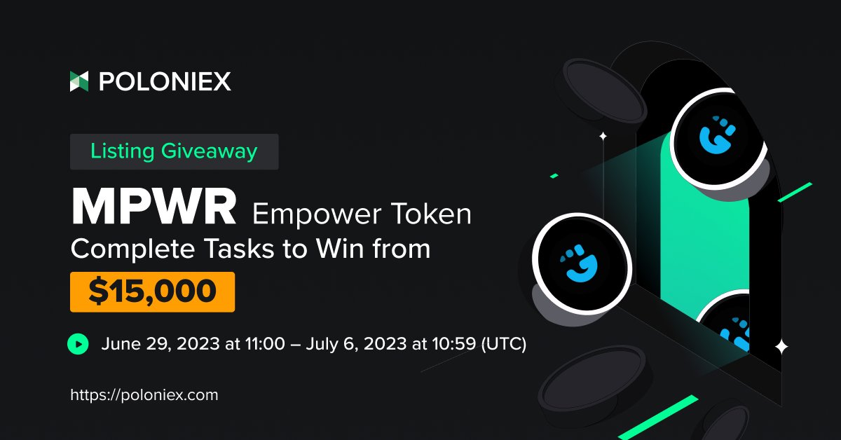 $15,000 Airdrop to Celebrate the Listing of Empower Token (MPWR) 💰

Campaign period (UTC): ⏰
June 29th, 11:00 - July 6th, 10:59 

✅ Invite new users to share $5,000 MPWR airdrop

✅ Share $10,000 MPWR Airdrop based on Net Buying

Details:
support.poloniex.com/hc/en-us/artic…