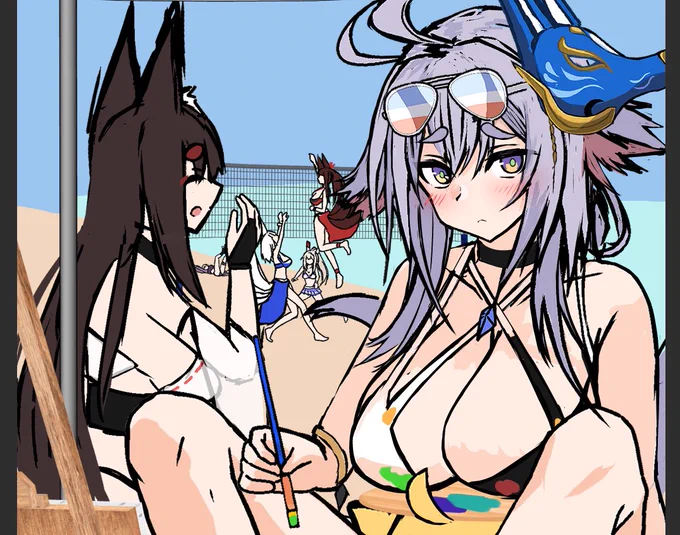 #アズレン #アズールレーン  メンテなので土佐ちゃんの水着 描いてる…(*`ω` *)wip