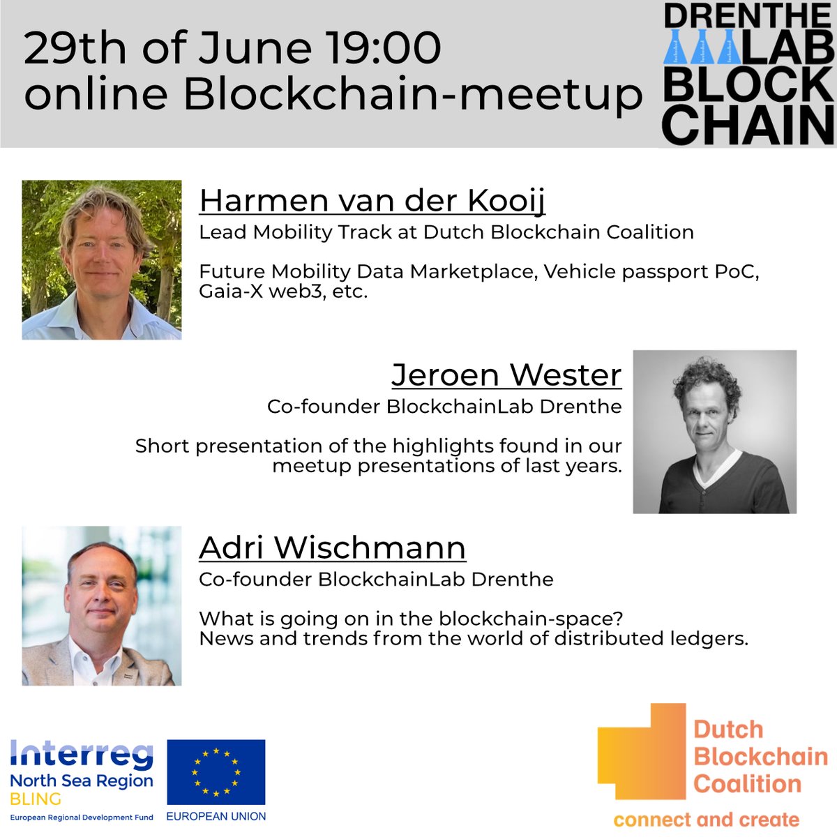 BclDrenthe's tweet photo. Join us for our online meetup where lots of interesting topics will be shown... #Blockchain in mobility, earning money while driving.. 19:00 on our Youtube-channel : https://t.co/g4jTiZTGN7 https://t.co/GdBeYzWEkE