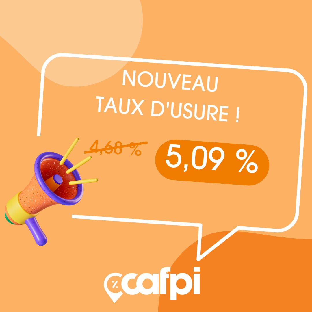 Dès le 1er Juillet 2023, le taux d'usure s'élèvera à 5,09 %  pour les emprunts immobiliers de 20 ans et + 🚨 Quelles vont être les conséquences ? 
👉 Débloquer des projets de financement  
👉 Limiter les refus de prêt  
👉 Fluidifier le marché de l’#immobilier