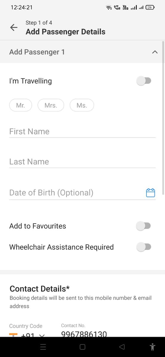 Parth62025896's tweet photo. (2/n)
When I was booking from Indigo mobile application they never ask for your middle name. I have attached screenshot of details ask for booking flight from app
The middle name is not asked and  just for this I had to cancel flight and paid cancellation fees and rebooked flight https://t.co/TO02rrXuxt