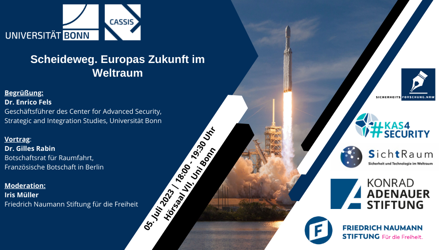 CASSIS_Bonn's tweet photo. 🚀05.07. | 18:00 | @UniBonn  Hörsaal VII: Wir freuen uns auf die Ausführungen von @rabinroche  @CNES  zu Europas Zukunft im Weltraum! Mit Dr. Enrico Fels &amp; Iris Müller
Seien Sie mit dabei! 👉https://t.co/rKWzQ6cm68 https://t.co/7trwgJmAUD