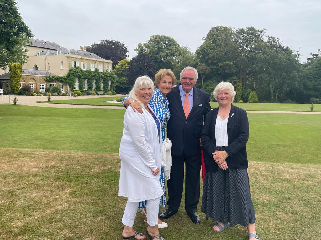 Jerseyuncovered's tweet photo. @Jerseyuncovered #bluebadgeguide and @jerseyheritage volunteers Tracey, Kary, Nicky and Clive celebrated @jerseyheritage 40th anniversary at Government House yesterday. What a special evening @Kary_v_day @nickymansell @GuideJersey #jerseyheritagevolunteers #heritage @BBGuides https://t.co/d3MaHhLeqv