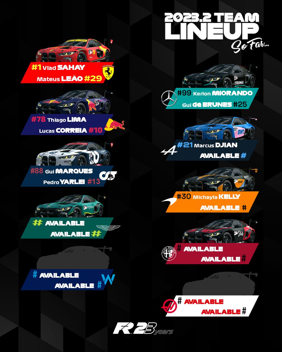FormulaRR2023's tweet photo. The new Team LineUp for season 2023.2 🤩

Are you interested in participating? contact us on DM for more info...

Formula Real Racing
#rr3 #realracing3 #realracingea #racing #cars #esports #motorsport #f1 #formula1 https://t.co/aKgsUwgdnm