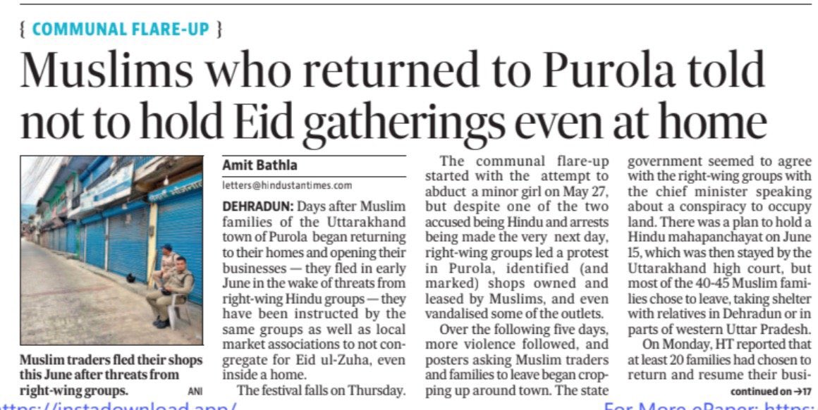 'Secular Democratic India' 

Muslims can't celebrate their festivals even at home. 

#EidAlAdha