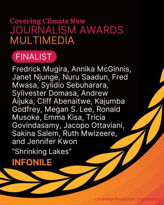 ICYMI 🚨 #ShrinkingLakes is a finalist in the <a href="/CoveringClimate/">Covering Climate Now 🦋 @coveringclimate.org</a> Now Journalism Awards🎉

👏Congrats to <a href="/infoNILE/">InfoNile</a> who worked with <a href="/Code4Africa/">Code for Africa</a> on this project documenting the ravages of #ClimateChange on the lakes across the Nile River Basin.

Read it here: bit.ly/3Xl90SC