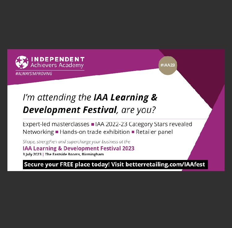 trudydavies1964's tweet image. Everyday is a learning day.
Have you booked your place ? @IAAcademy 
Learning &amp;amp; Development Festival @BetterRetailing