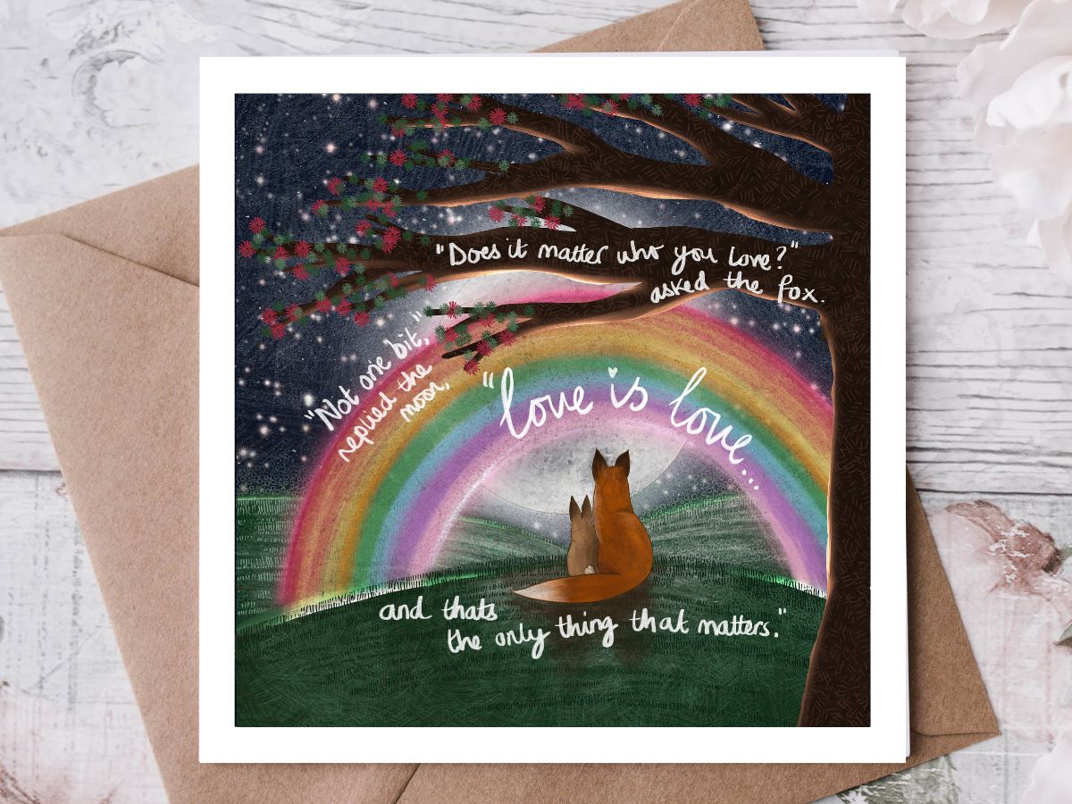 Fox_Under_The's tweet photo. Love is Love 🏳️‍🌈
‘Does it matter who you love?’ asked the fox. 🦊
‘Not a bit,’ replied the moon, ‘love is love, and that’s the only thing that matters.’ 🌙💕
Design available as a greeting card and art print :)
#Pride2023 #relationshipgoals #relationship #bestfriends #lifegoals https://t.co/1HuiBDxyXg