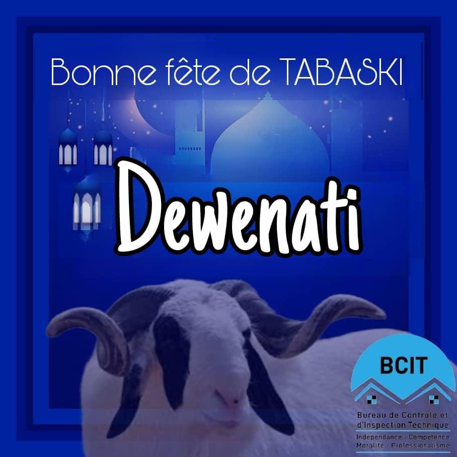 BCIT (Bureau de Contrôle et d’Inspection Technique) souhaite une bonne fête de Tabaski 2023 à toute la Oummah islamique.* *Que Dieu accepte nos dévotions.* *Prospérité et paix sociale au Sénégal et en Afrique !* Dewenaty !*  BCIT, pérennisez vos investissements.