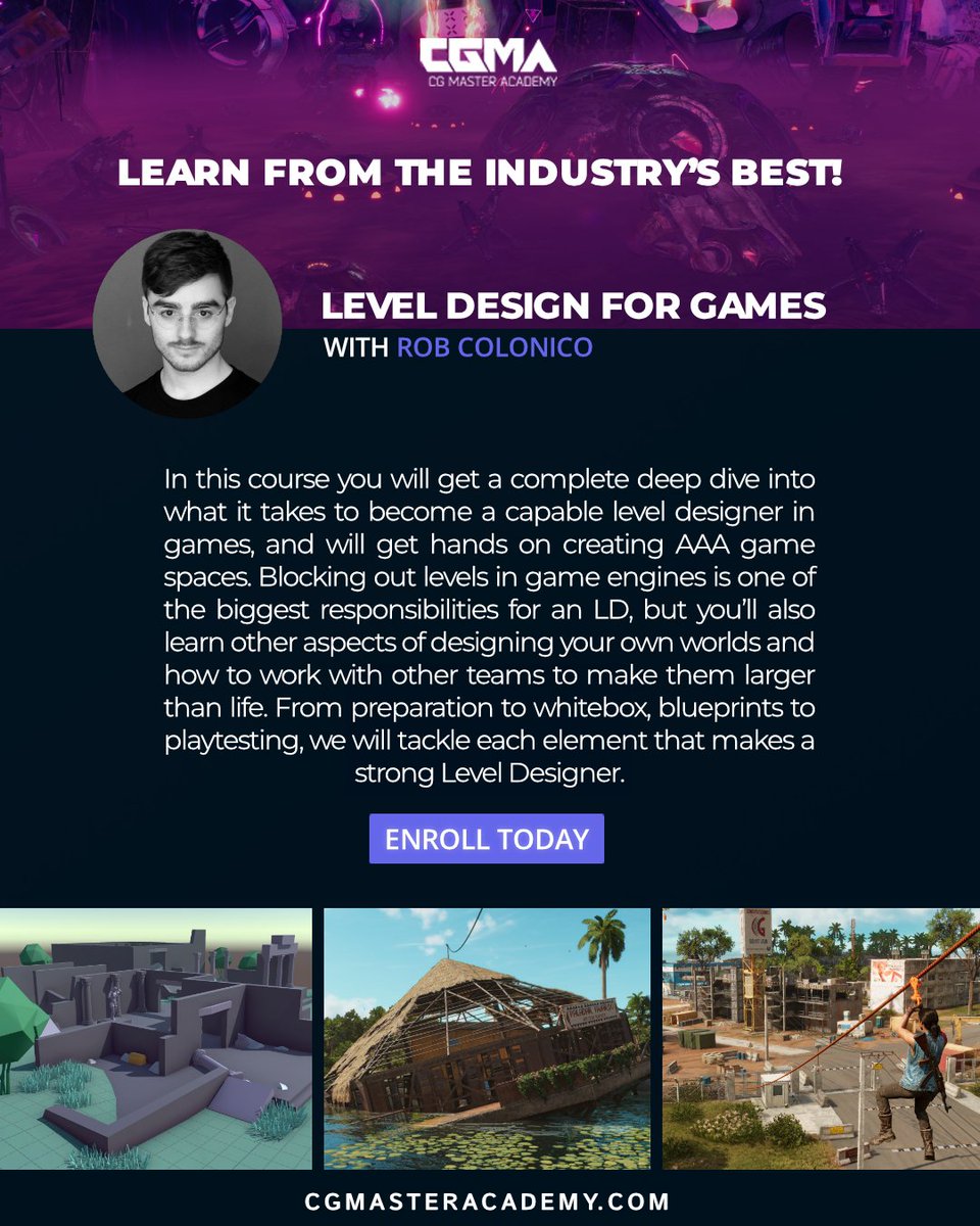 Rob Colonico (@robcolonico) on Twitter photo Excited to announce that I'll be teaching a summer term class of Level Design for Games <a href="/CGMasterAcademy/">CG Master Academy</a>! This is an all-new course created by my friend and colleague, <a href="/Zerocool1000/">Shane Canning</a>. Spots are limited, so enroll today!
gameart.cgmasteracademy.com/courses/level-…
#leveldesign #gamedev Excited to announce that I'll be teaching a summer term class of Level Design for Games <a href="/CGMasterAcademy/">CG Master Academy</a>! This is an all-new course created by my friend and colleague, <a href="/Zerocool1000/">Shane Canning</a>. Spots are limited, so enroll today!
gameart.cgmasteracademy.com/courses/level-…
#leveldesign #gamedev