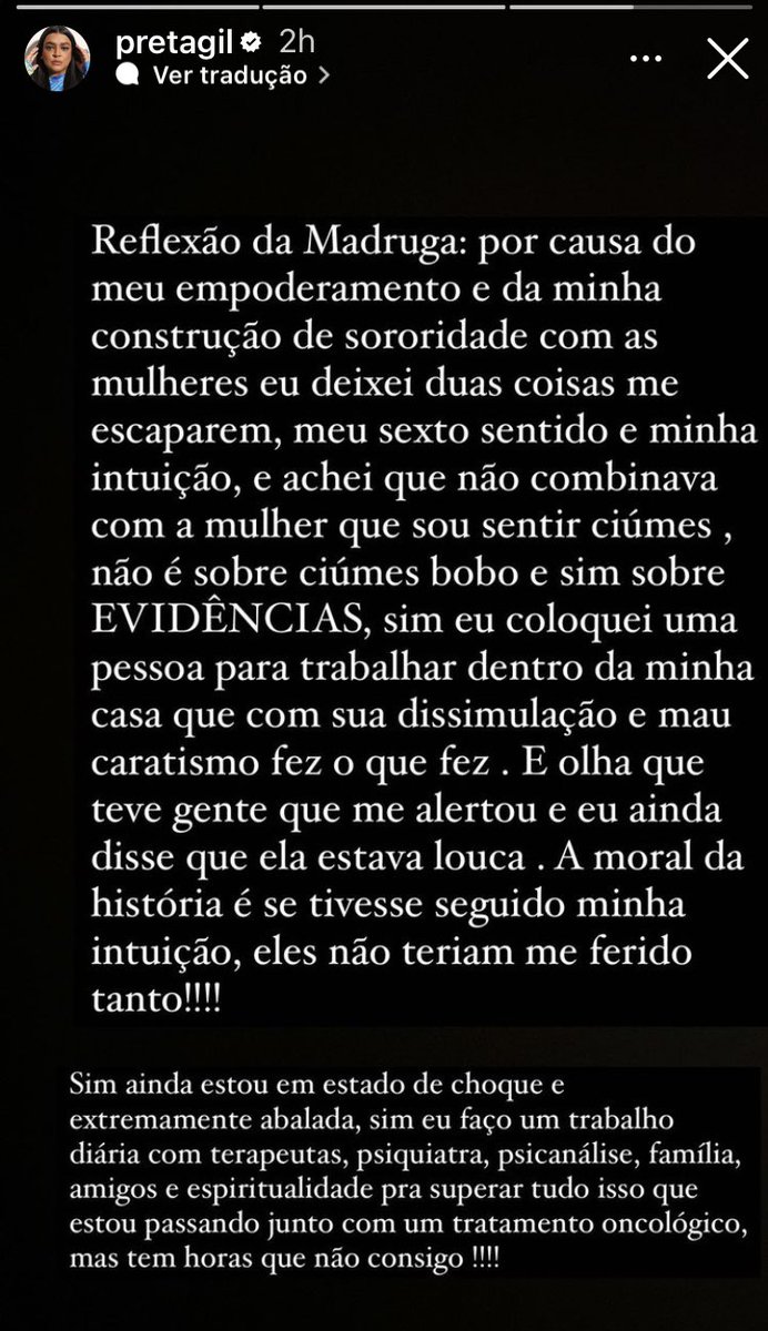 lucaspasin's tweet image. Acho importante a Preta Gil colocar para fora mesmo essa dor. Assim ficará forte mais rápido ❤️

Aqui ela deixa claro sobre a traição